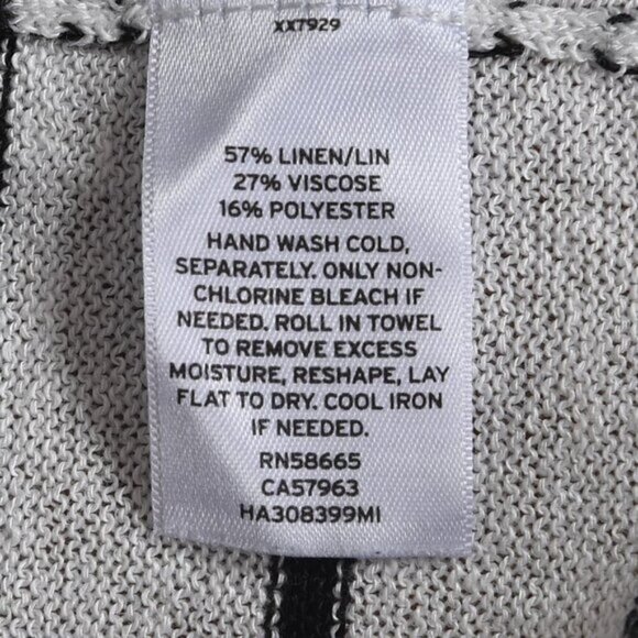Halogen Linen Blend Long Cardigan Sweater Striped White Black Size XS - Picture 9 of 9